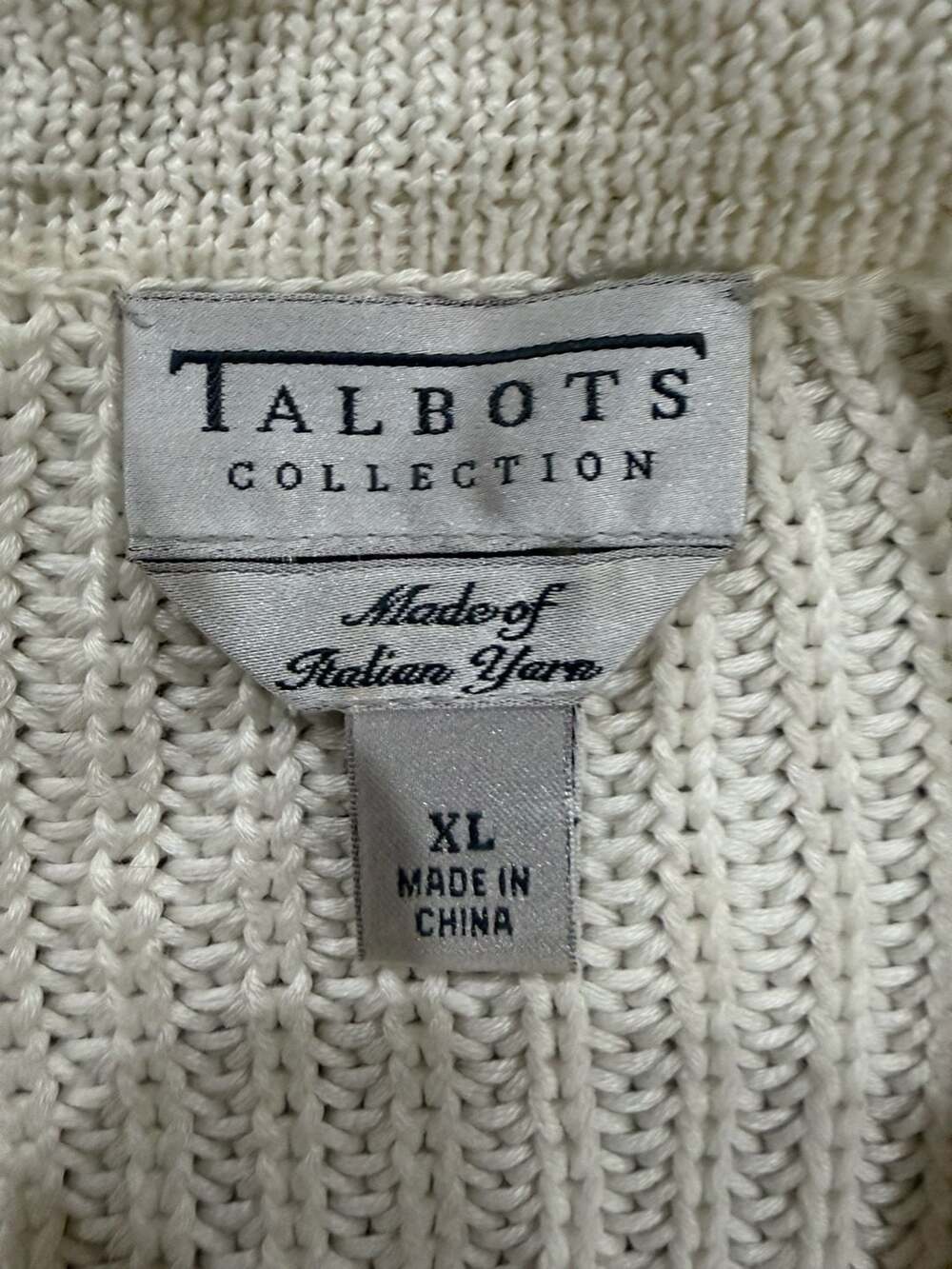 Talbots Collection Made of Italian Yarn Cream Cable Knit Belted Cardigan Jacket - Picture 4 of 7